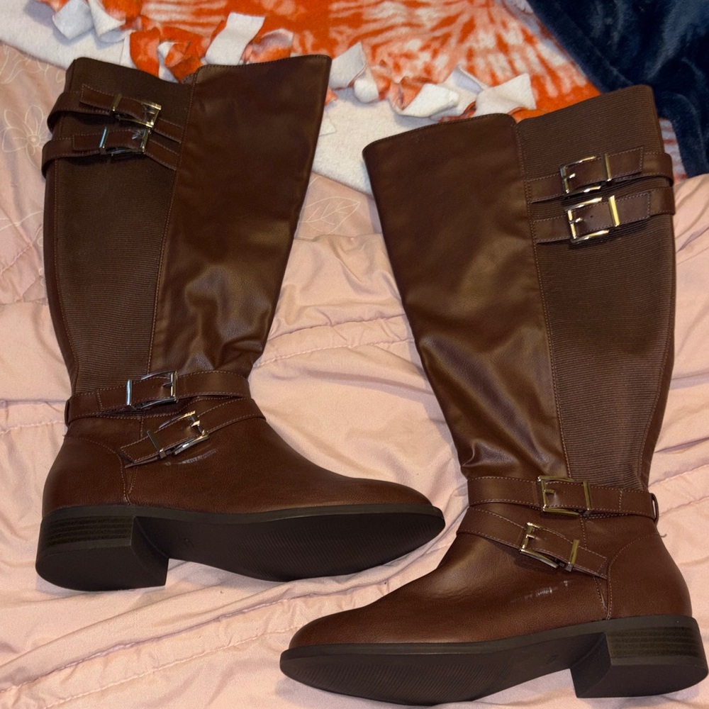 Torrid Knee Boots with Buckle Brown Size 9 Plus Size Women’s Tall NEW - Picture 13 of 14